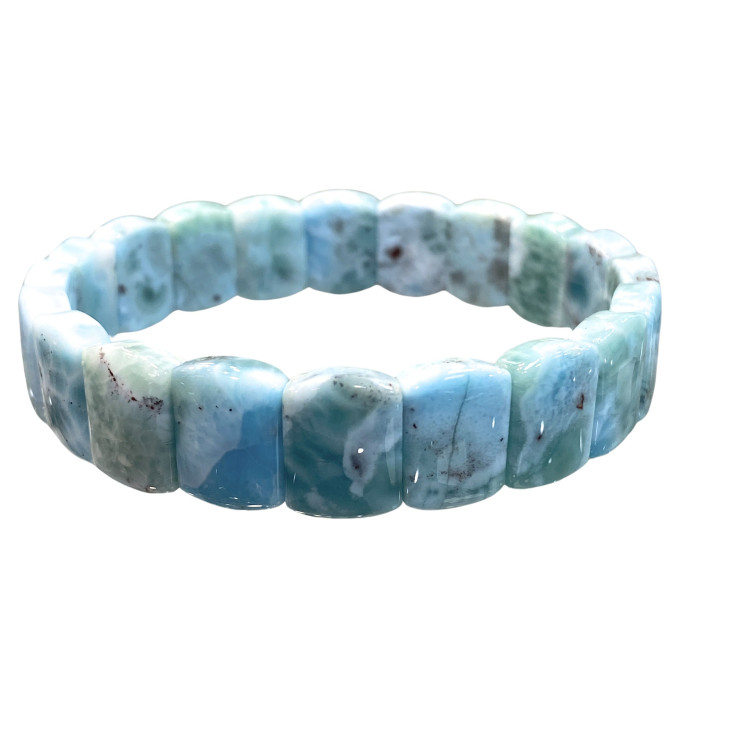 Bracelet Ajustable En Larimar - Pierre Semi-précieuse Rare Bleue - Neuf Avec étiquettes + Livraison Offerte