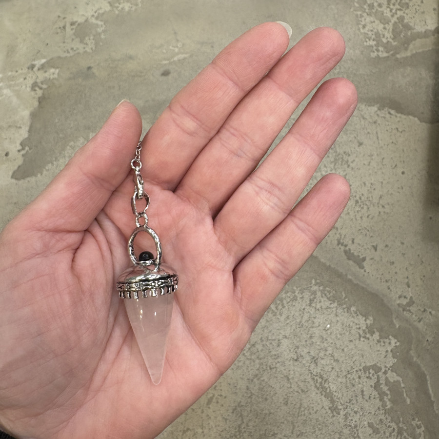 pendule divinatoire • Quartz rose • Belle de lune • lithothérapie bordeaux