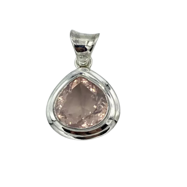 PENDENTIF QUARTZ ROSE FACETTE